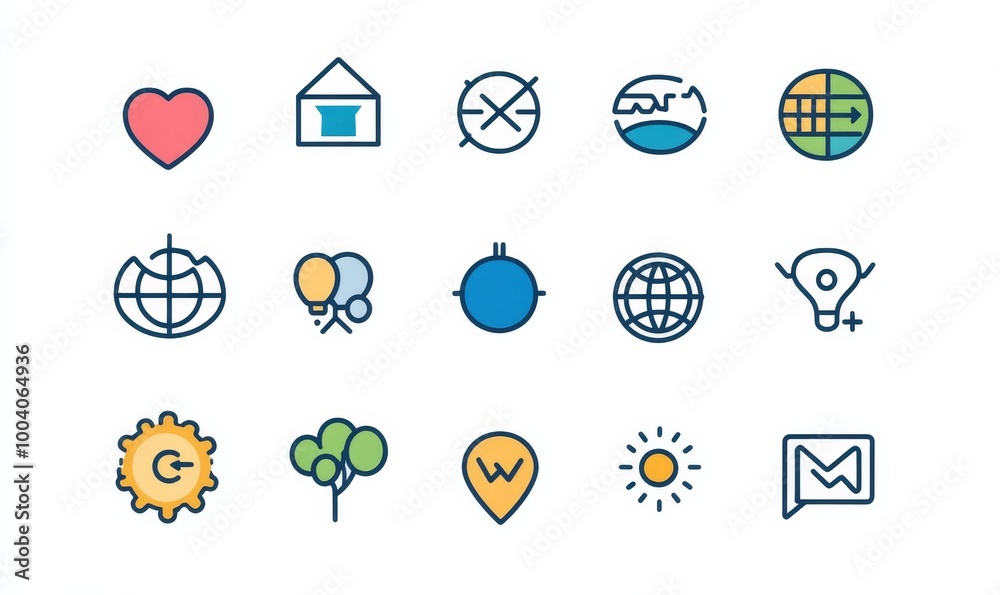 Mission, vision & value icon set. Outline illustration of icons. Core ...