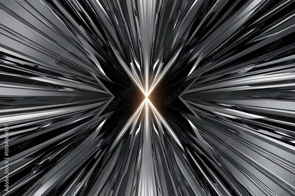 Obraz premium Luxurious Black Silver Gray Abstract Texture Featuring Dynamic Geometric Patterns and Radiant Glow Effects
