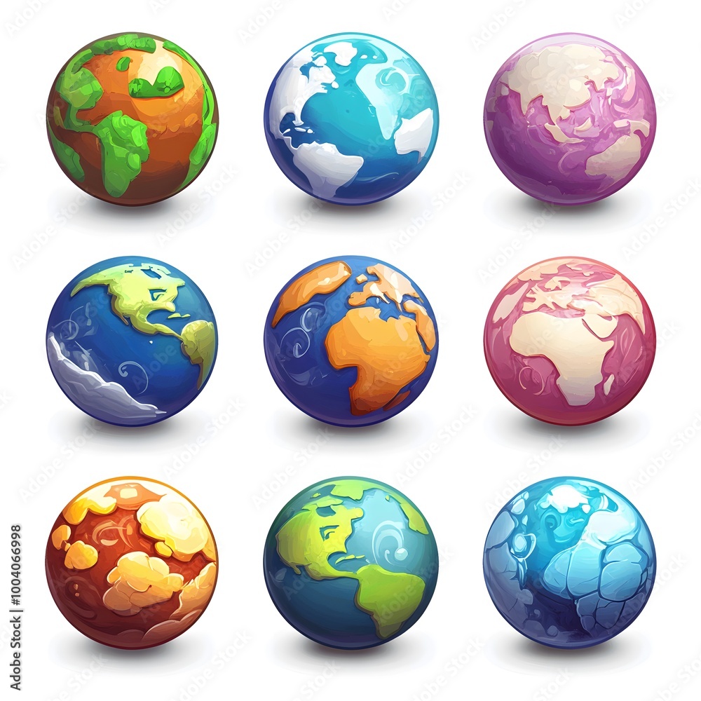 Cartoon Planets Set Earth Mars Jupiter Venus Game Assets Cartoon Planets Set Earth Mars Jupiter Venus Game Assets