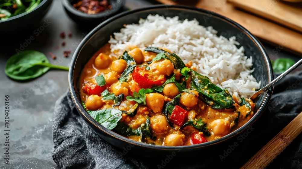 Delicious Chickpea Curry with Spinach & Rice Delicious Chickpea Curry with Spinach & Rice