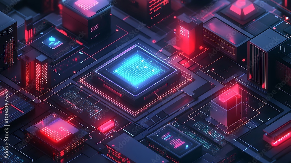 Fototapeta premium Stunning isometric icons with soft lighting background design picture