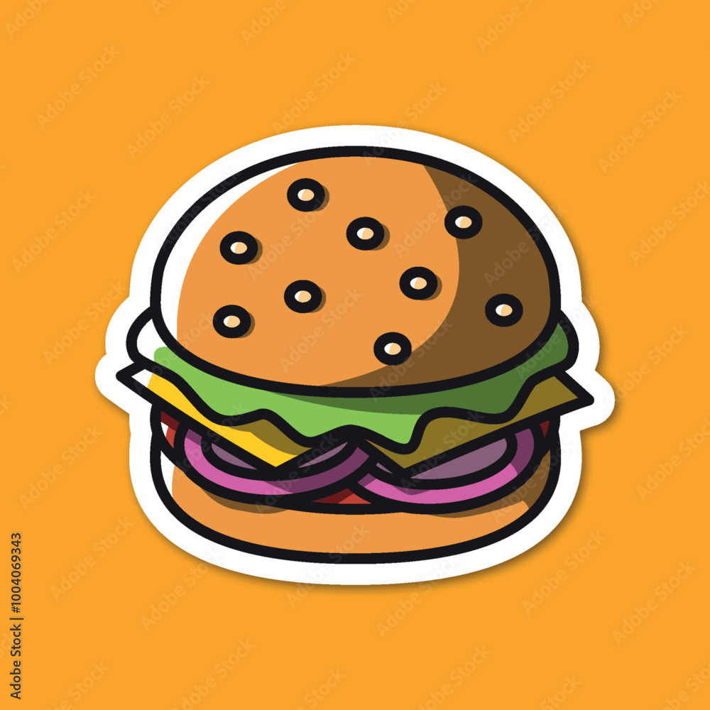 burger editable cartoon style sticker vector burger editable cartoon style sticker vector