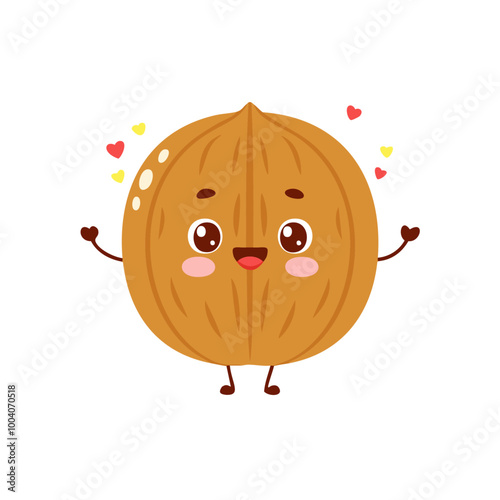 Walnut Food Eat Meal Cuisine Animation Kawaii Character
