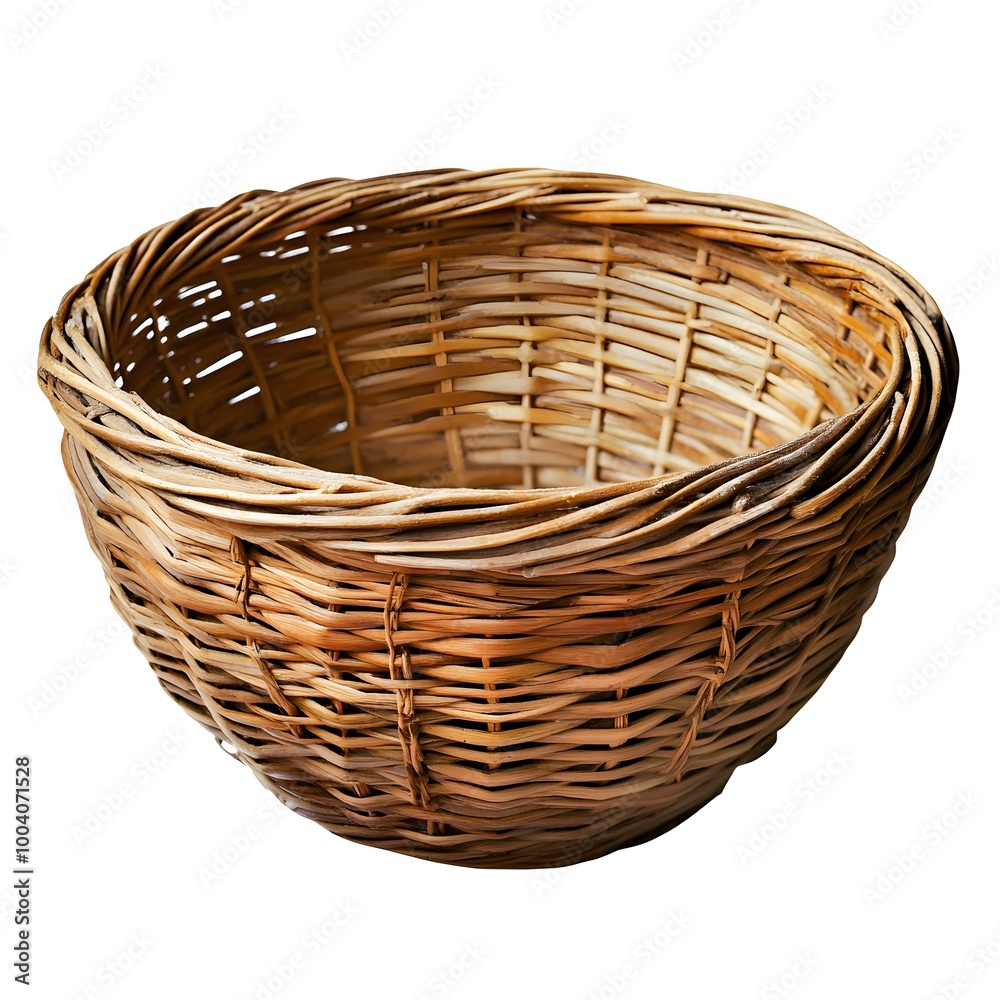 Woven Wicker Basket   Rustic Brown Handcrafted Container