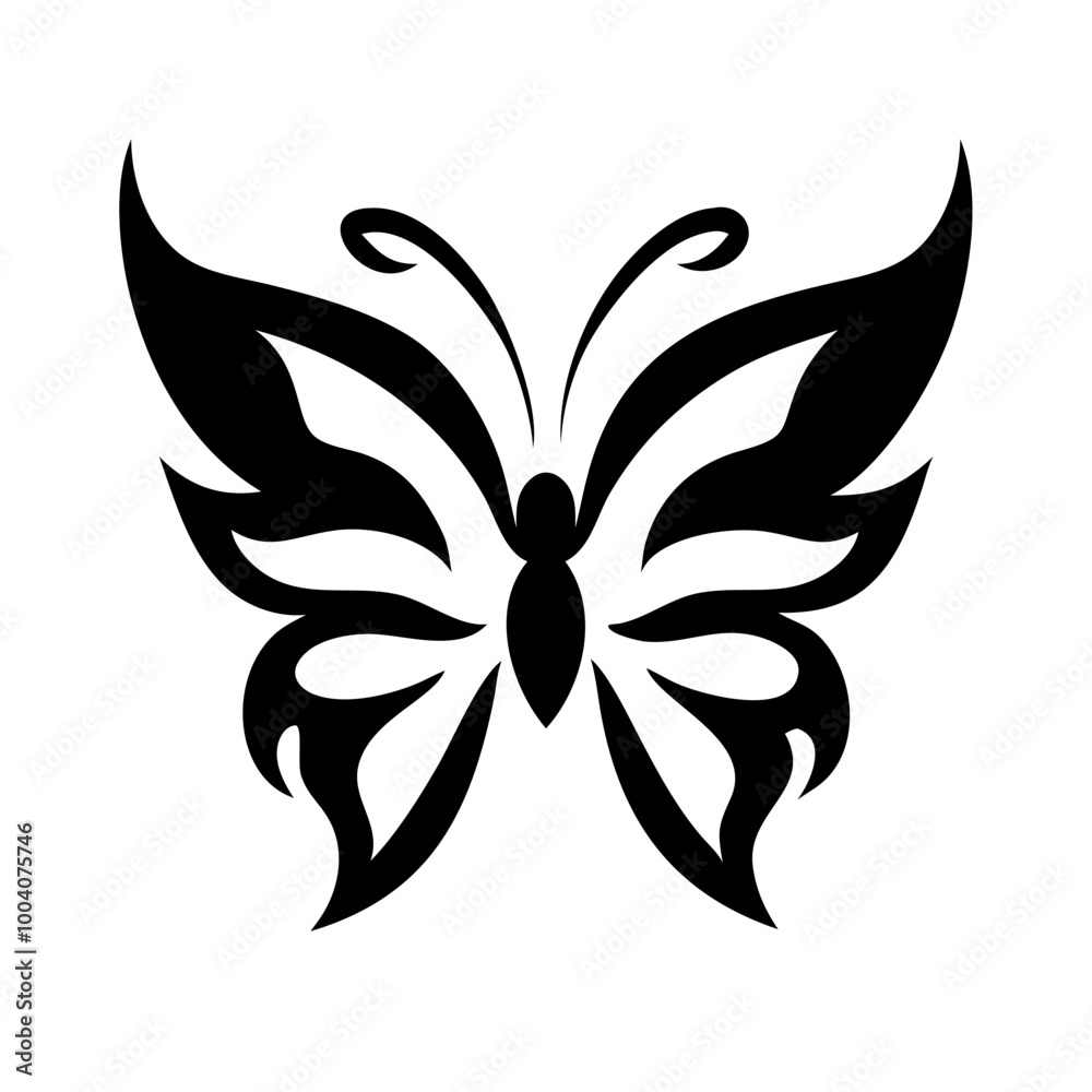 Butterfly. A simple vector black and white tattoo drawing. Butterfly. A simple vector black and white tattoo drawing.