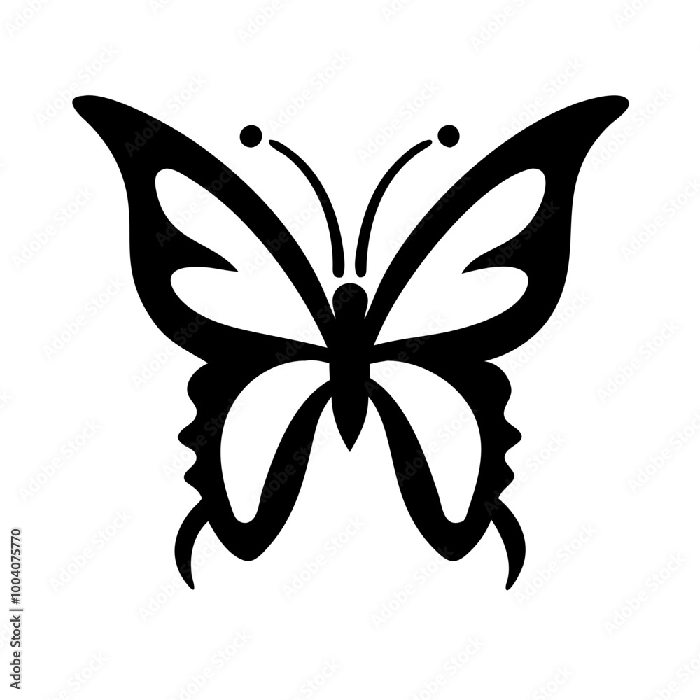 Butterfly. A simple vector black and white tattoo drawing. Butterfly. A simple vector black and white tattoo drawing.