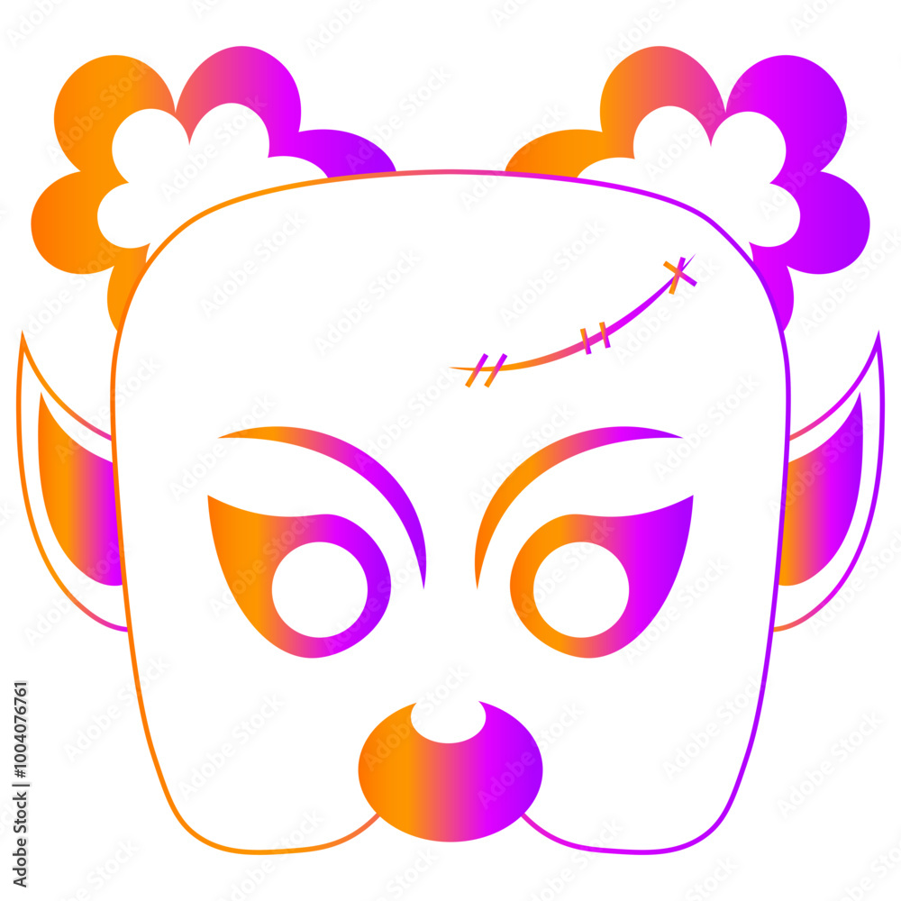 Illustration of Scary Halloween Mask for Celebration. Isolated Vector in Colorful Design