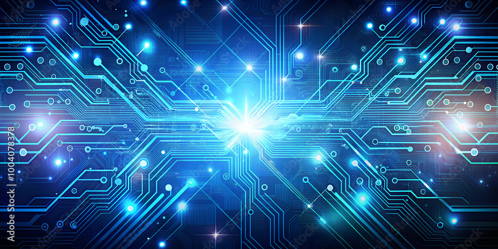 Fototapeta premium Digital background for audio, video technology with neon and light