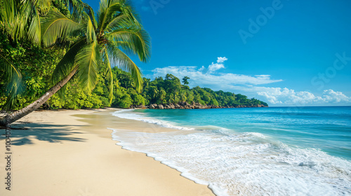 A vibrant tropical beach background, ideal for vacation themes.