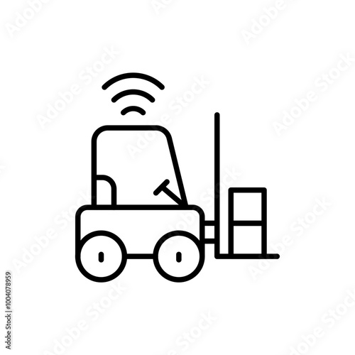 Smart forklift outline icons, minimalist vector illustration ,simple transparent graphic element .Isolated on white background