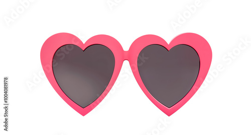 Pink Heart Shaped Sunglasses isolated on transparent Background. Stylish Sunglasses are Perfect for Valentine's Day or a Romantic Getaway. PNG