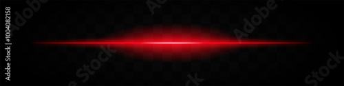 Red horizontal light beam isolated on transparent background. Intense glowing effect with smooth gradient and soft edges. Ideal for futuristic designs, digital graphics, and sci-fi themes.