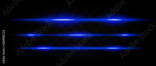 Multiple horizontal blue laser light beams with glowing effects on a transparent background. Perfect for sci-fi, technology, and futuristic designs. photo