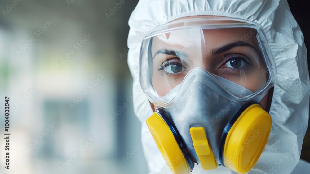 Healthcare Worker in Respiratory Protection Gear, Representing Frontline Medical Care and Safety Healthcare Worker in Respiratory Protection Gear, Representing Frontline Medical Care and Safety