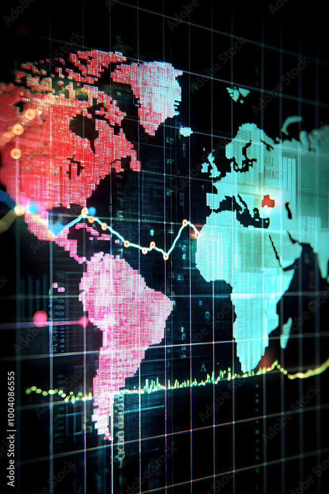 Obraz premium Global Financial Markets - Stock Trading Investment Montage