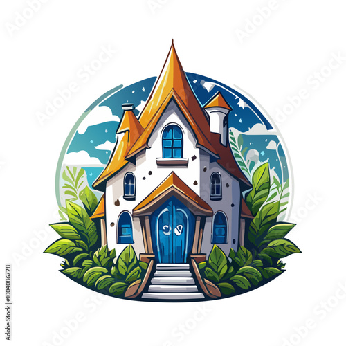 Magical house vector art illustration logo design