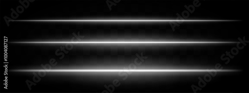 White light beams. Three horizontal red and orange glowing beams with a bright center and fading edges on a dark background. Suitable for futuristic, sci-fi, or tech-themed designs.