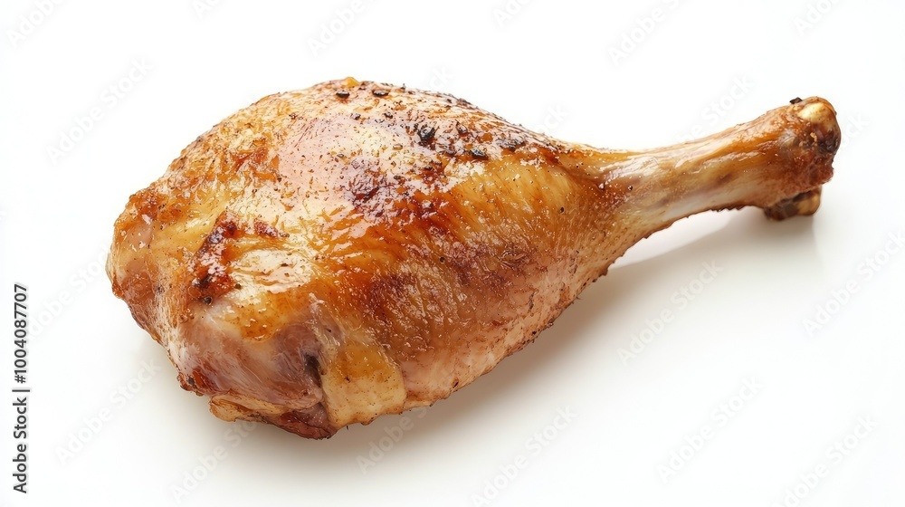 Isolated roast duck leg with a crispy exterior, placed on a clean white background, ideal for showcasing gourmet poultry dishes or culinary blogs and menus. - Isolated roast duck leg with a crispy exterior, placed on a clean white background, ideal for showcasing gourmet poultry dishes or culinary blogs and menus. -