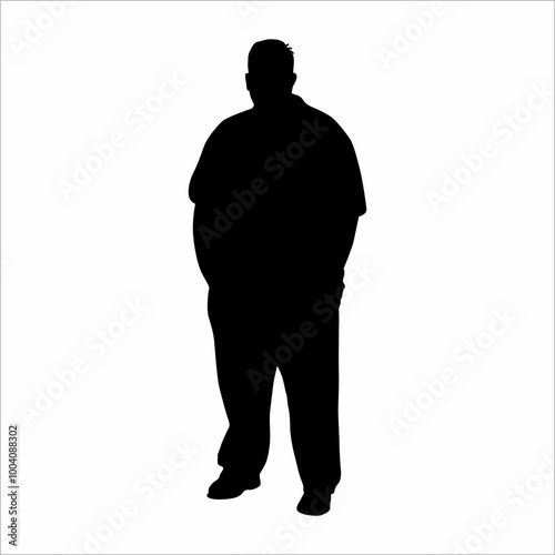 Silhouette of a fat man