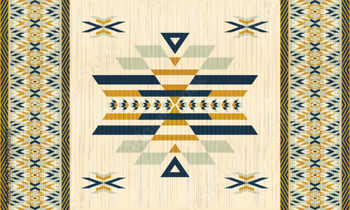 American tribal ethnic native pattern.Traditional Navajo,Aztec,Apache,Southwest and Mexican style fabric pattern.Abstract vector motifs pattern.For fabric,clothing,blanket,carpet,woven,wrap,decoration