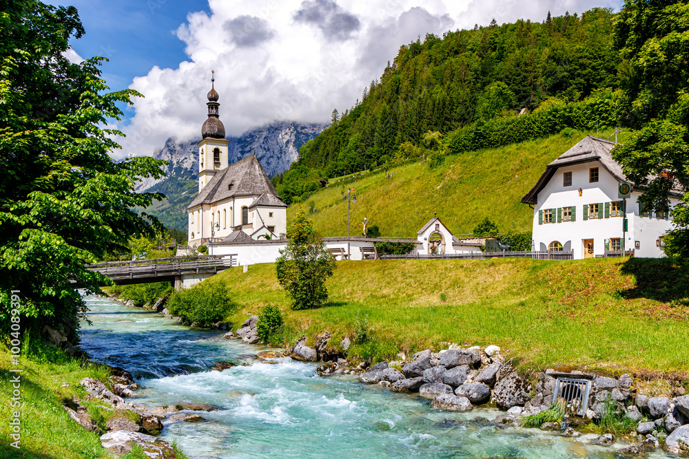 Church St. Sebastian in the Bavarian Alps in Ramsau near Berchtesgaden, Germany Church St. Sebastian in the Bavarian Alps in Ramsau near Berchtesgaden, Germany