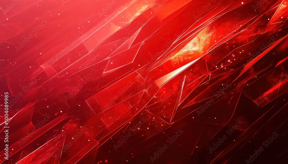 Abstract Red Crystal with White Specks and Glowing Lines Abstract Red Crystal with White Specks and Glowing Lines