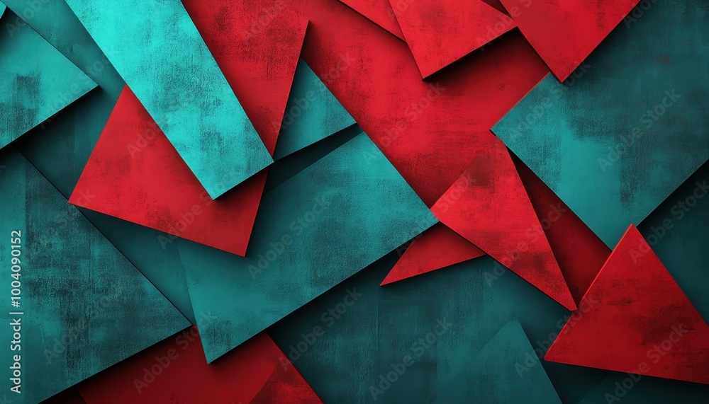 Abstract Geometric Shapes with Red and Teal Color Palette Abstract Geometric Shapes with Red and Teal Color Palette