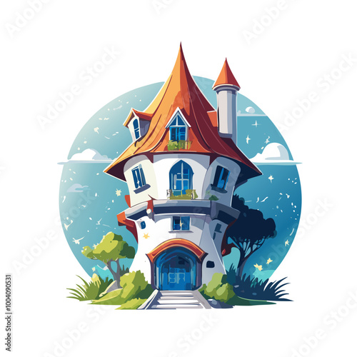 Magical house vector art illustration logo design