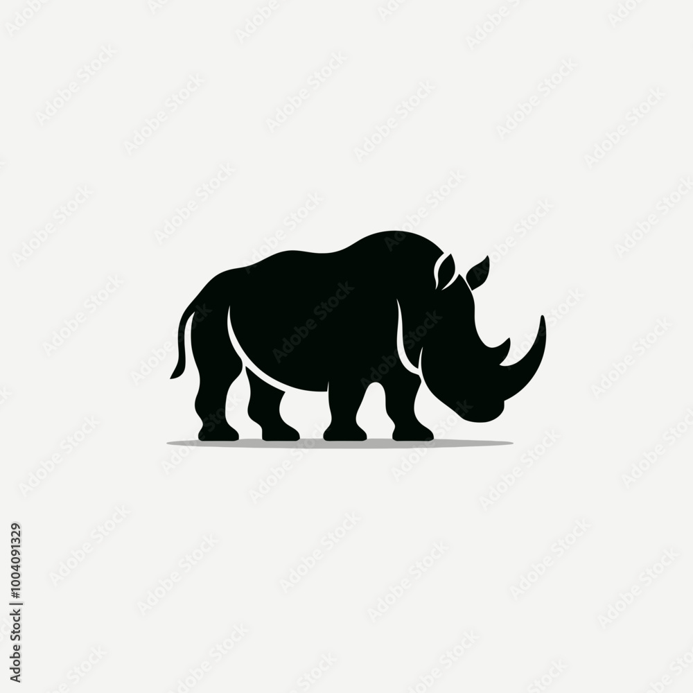 Rhino Vector Illustration for Use in Educational Wildlife, rhino Silhouette Design Vector Illustration on white background