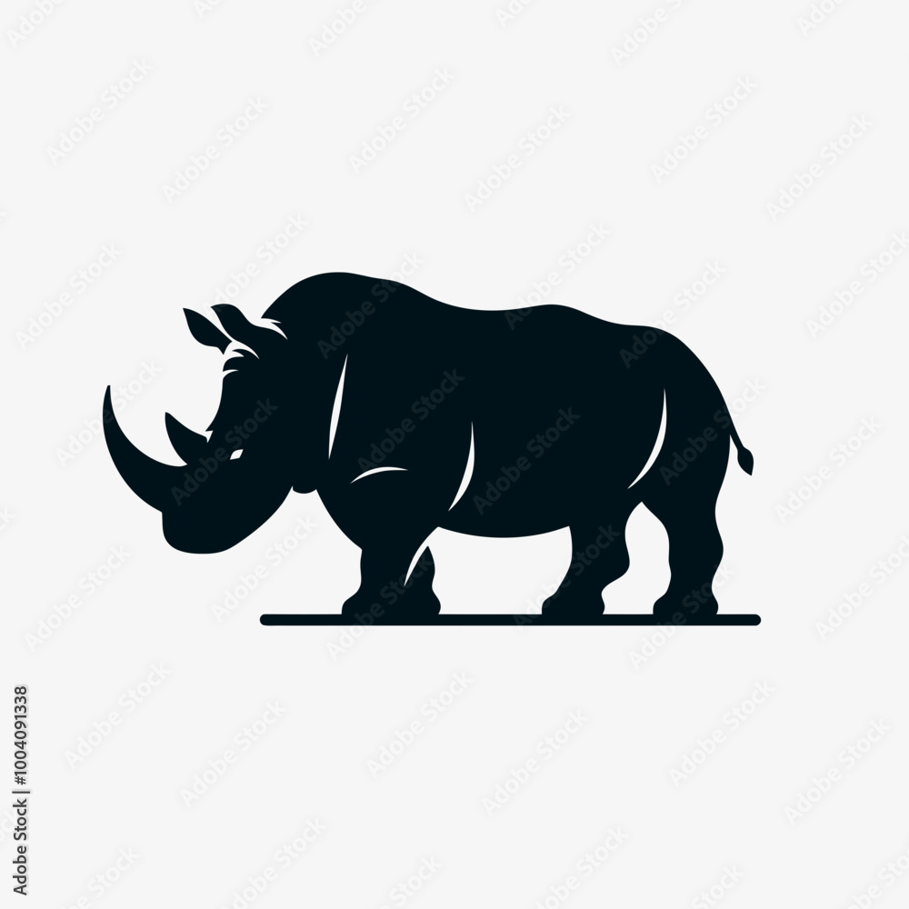 Rhino Vector Illustration for Use in Educational Wildlife, rhino Silhouette Design Vector Illustration on white background Rhino Vector Illustration for Use in Educational Wildlife, rhino Silhouette Design Vector Illustration on white background