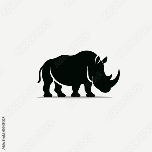 Rhino Vector Illustration for Use in Educational Wildlife, rhino Silhouette Design Vector Illustration on white background