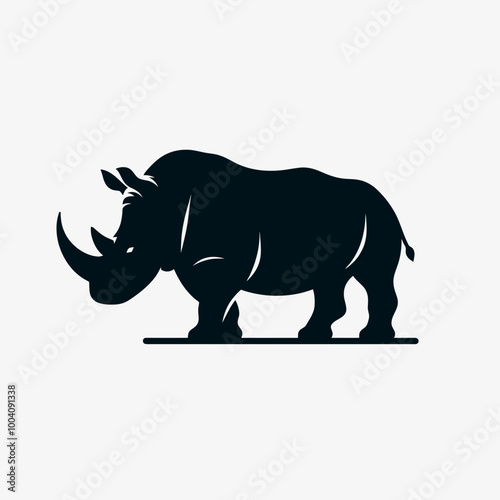 Rhino Vector Illustration for Use in Educational Wildlife, rhino Silhouette Design Vector Illustration on white background