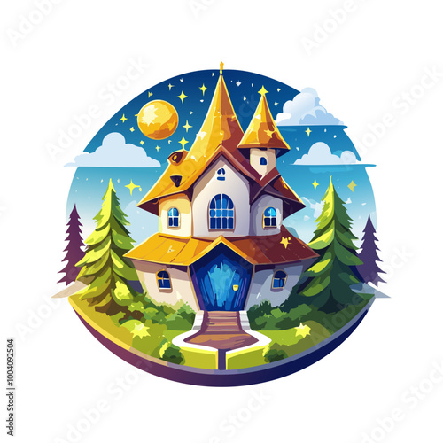 Magical house vector art illustration logo design