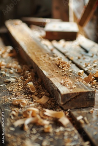 A close-up shot of a wooden surface with visible grain texture