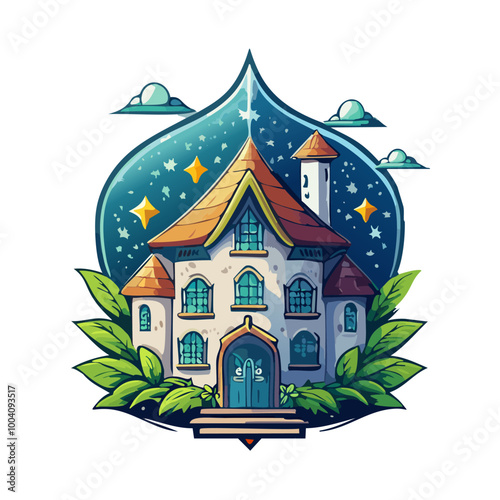 Magical house vector art illustration logo design