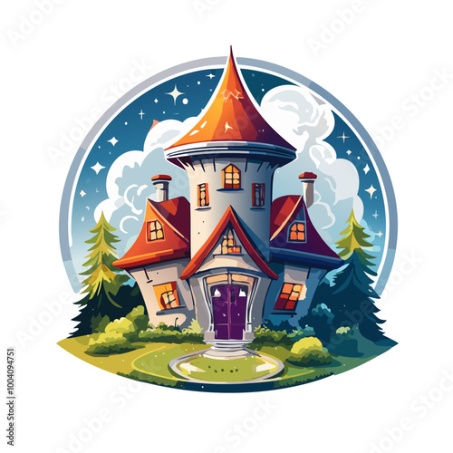 Magical house vector art illustration logo design