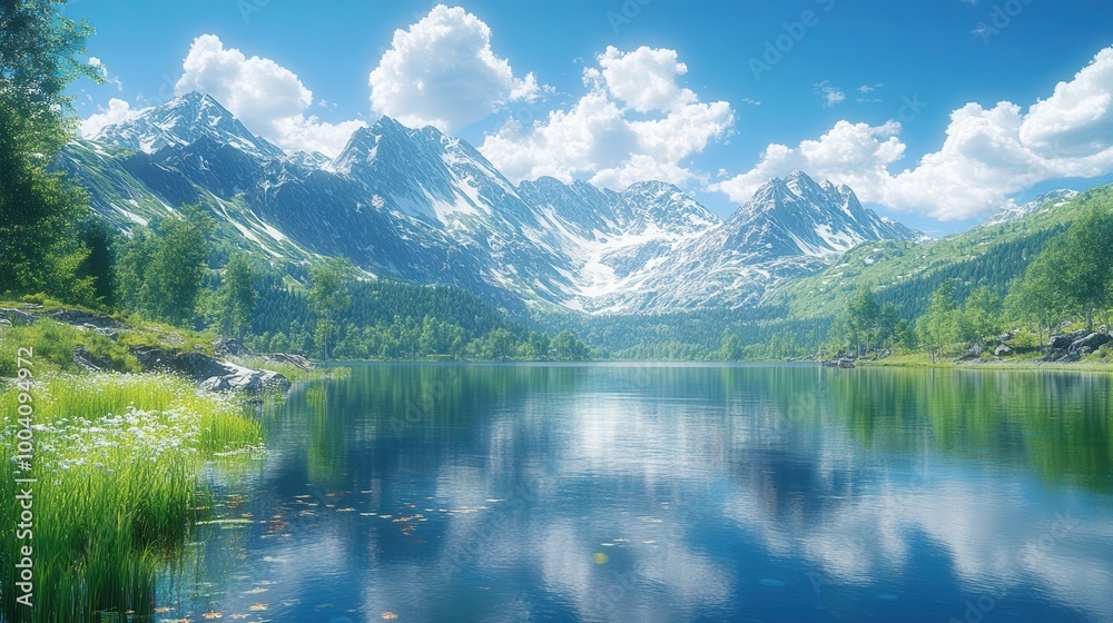 breathtaking landscape featuring a serene lake bordered by majestic mountains reflecting the clear blue sky creating a harmonious scene of tranquility and natural beauty breathtaking landscape featuring a serene lake bordered by majestic mountains reflecting the clear blue sky creating a harmonious scene of tranquility and natural beauty