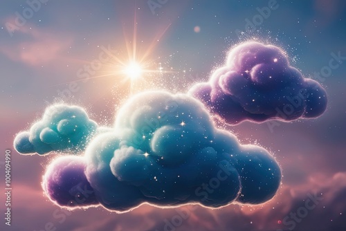 Vibrant 3D Colorful Clouds Glimmering with Brilliance photo