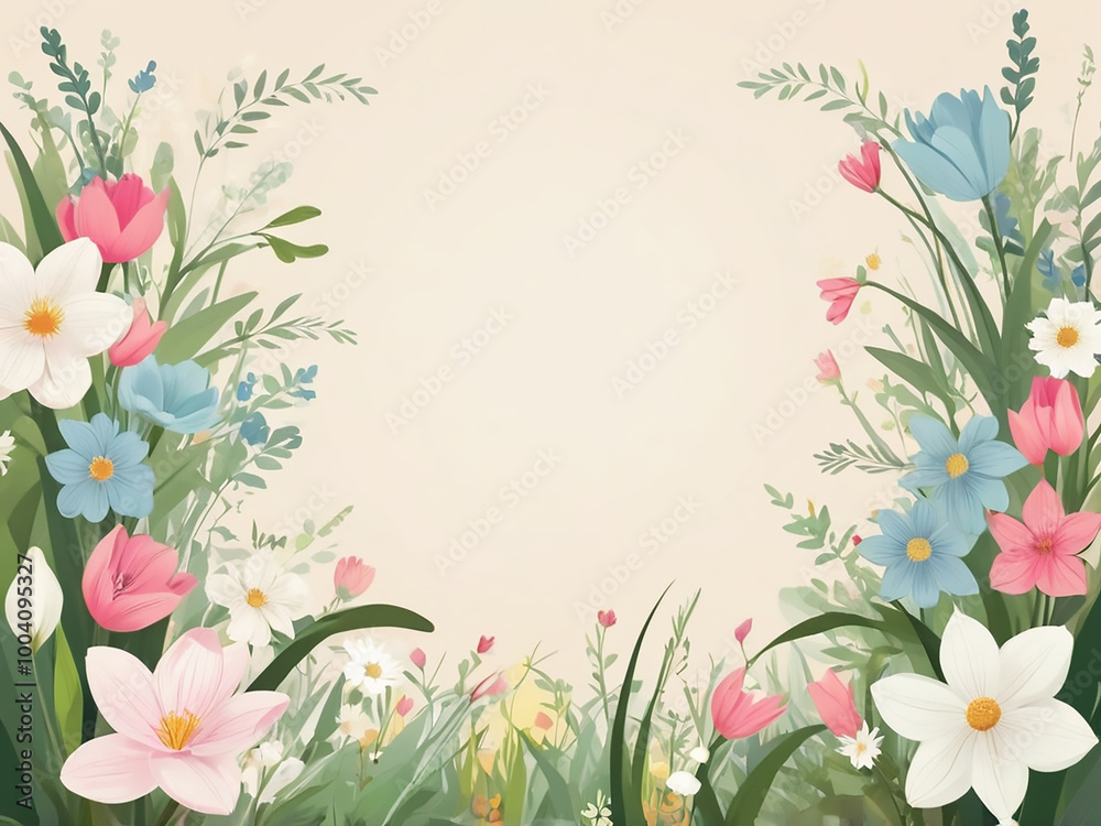 Naklejka premium natural spring flowers background with copy space for text