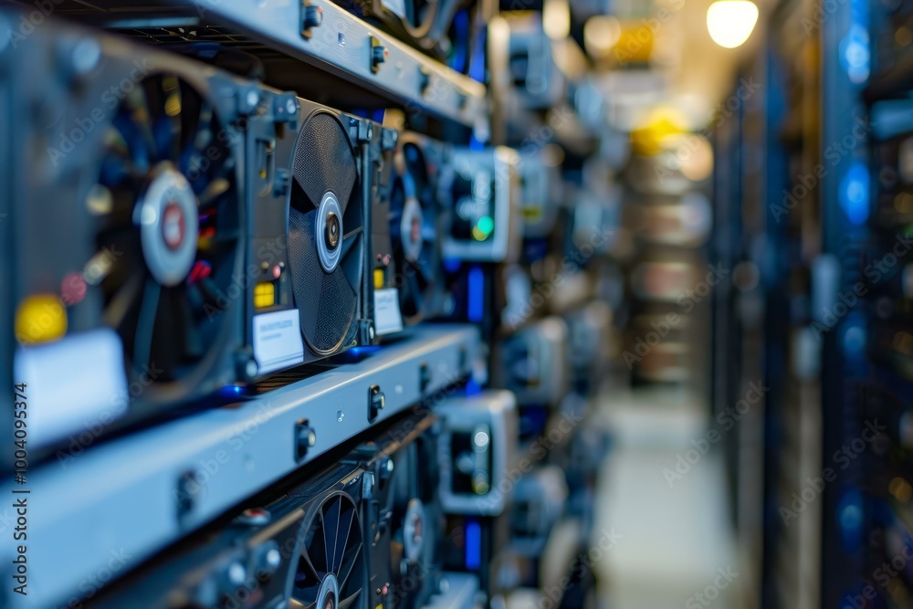 Network server fans cooling blades working providing datacenter storage connection Network server fans cooling blades working providing datacenter storage connection
