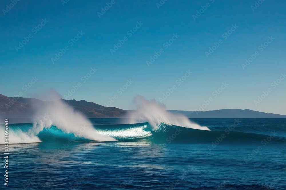 Iridescent Waves in a Bold Azure Landscape Featuring Three-Dimensional Crystalline Mist Iridescent Waves in a Bold Azure Landscape Featuring Three-Dimensional Crystalline Mist