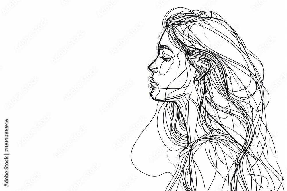 Continuous line drawing female sketch art illustrated. Continuous line drawing female sketch art illustrated.