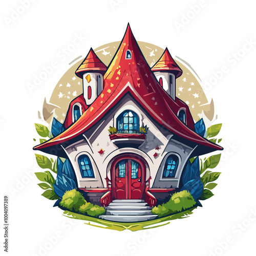 Magical house vector art illustration logo design