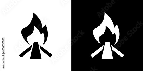 Campfire icon Flat art illustration in outline