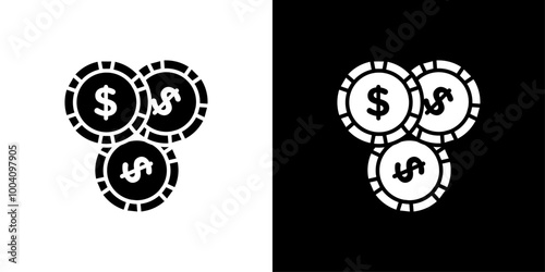 Casino chips icon Flat art illustration in outline