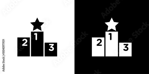 champion podium icon Flat art illustration in outline