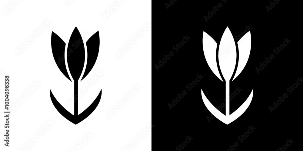 Crocus Icon Flat art illustration in outline Crocus Icon Flat art illustration in outline