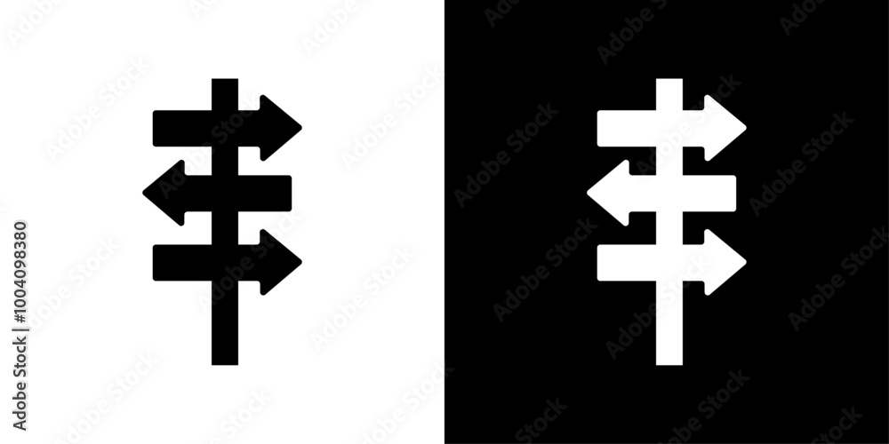 Obraz premium crossroads sign icon Flat art illustration in outline