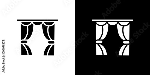 curtains icon Flat art illustration in outline