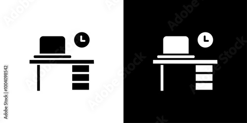 desk icon Flat art illustration in outline